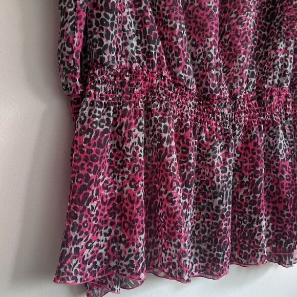 (Beverly Drive) Pink Black Leopard Blouse 24w - Picture 4 of 8